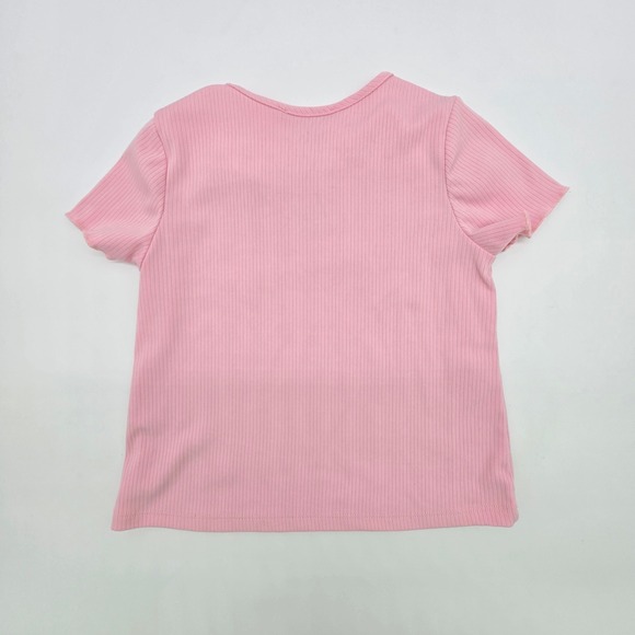 Emma & Elsa Pink Ribbed French Bulldog Embroidered T Shirt Kids Size 5T - Picture 2 of 5